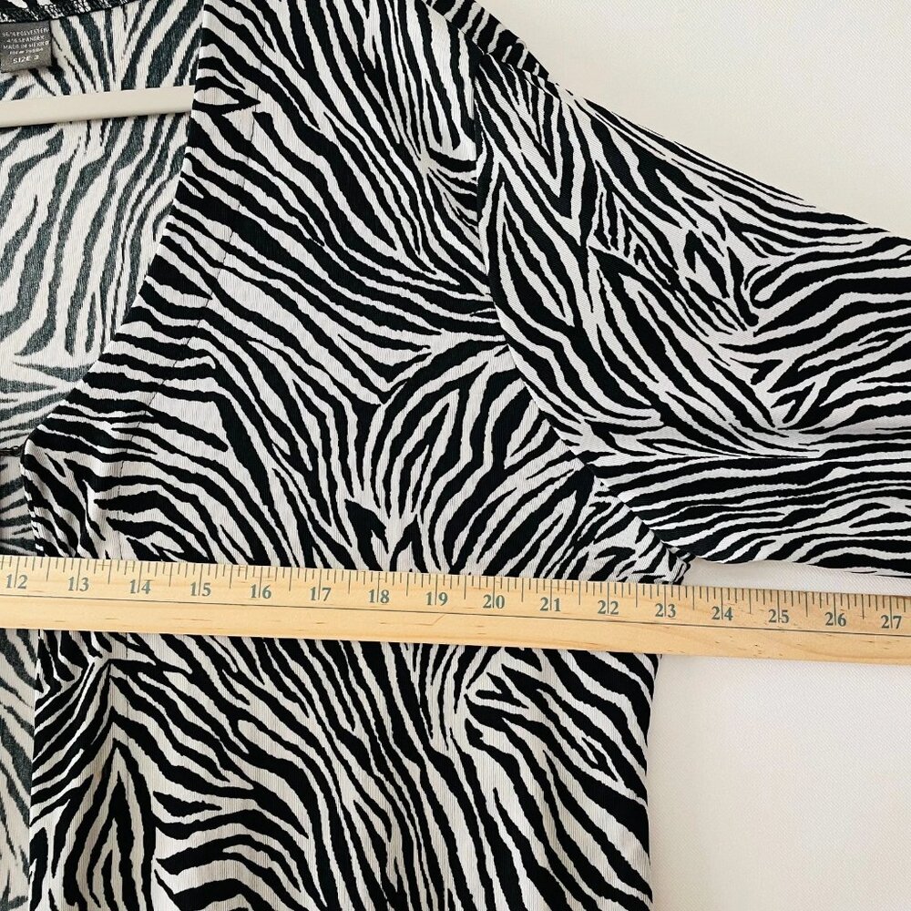 Addition By Chico's Womens Black White Zebra Print Slinky Blouse Top Sz 3 US XL - Picture 8 of 11